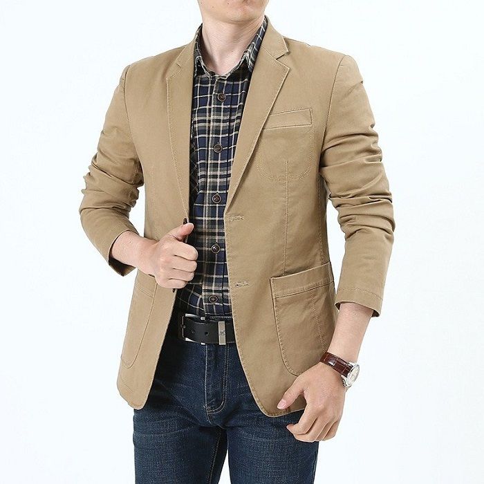 Áo khoác dạ nam cổ vest cao cấp kẻ caro thiết kế mới - Baza.vn